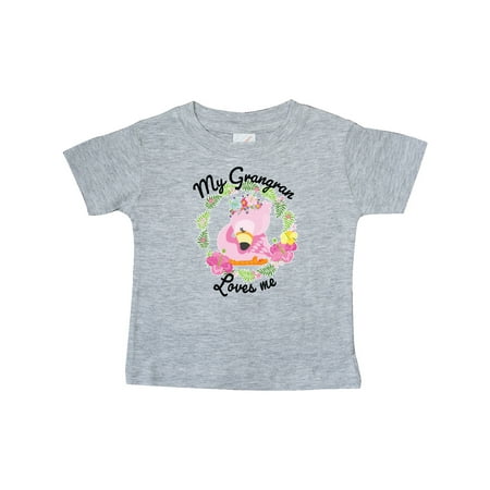 

Inktastic Baby Flamingo My Grangran Loves Me with Flower Wreath Gift Baby Boy or Baby Girl T-Shirt