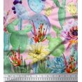 thumbnail image 3 of oneOone Silk Tabby Fabric Floral & Cactus Panel Decor Fabric Printed BTY 42 Inch Wide, 3 of 3