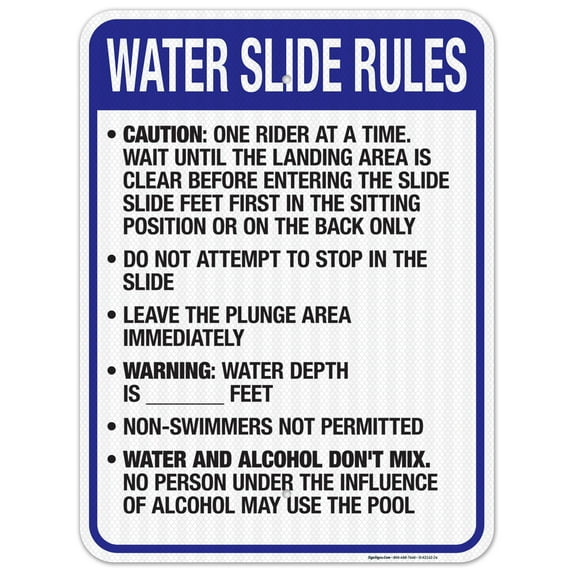 Oregon Water Slide Rules Sign, Complies With State Of Oregon Pool Safety Code, 18x24 Reflective Aluminum EGP