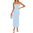 thumbnail image 1 of Vestido ZESICA 2025 Summer Boho Floral Sin Tirantes Bodycon Azul, 1 of 8