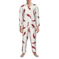thumbnail image 3 of Daiia Chili for Men's Long-Sleeved Pajama Set – Soft & Comfortable Sleepwear Button-Up Pajamas Cozy Lounge Wear-Large, 3 of 7
