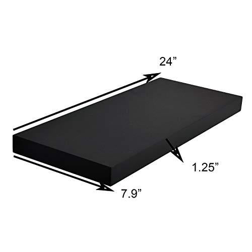 WELLAND Set of 2 Floating Shelves Wall Mounted Shelf, for Home Decor with 8" Deep (Black, 24 inch)