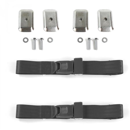 SafeTBoy Standard 2 Point Charcoal Lap Bucket Seat Belt Kit with Bracketry & 2 Belts for 1955-1957 Chevy Bel Air