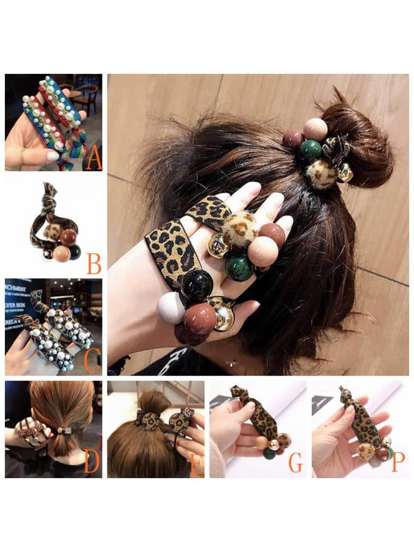 5Pcs/Set Fashion Leopard Print Elastic Hair Band Yoga Hair Ring Hair Accessories