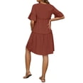 thumbnail image 3 of INSPIRE CHIC Women's Maternity Dress Bohemian Tiered Ruffled Bell Sleeve Casual V Neck Boho Pregnancy Dresses L Brown, 3 of 6