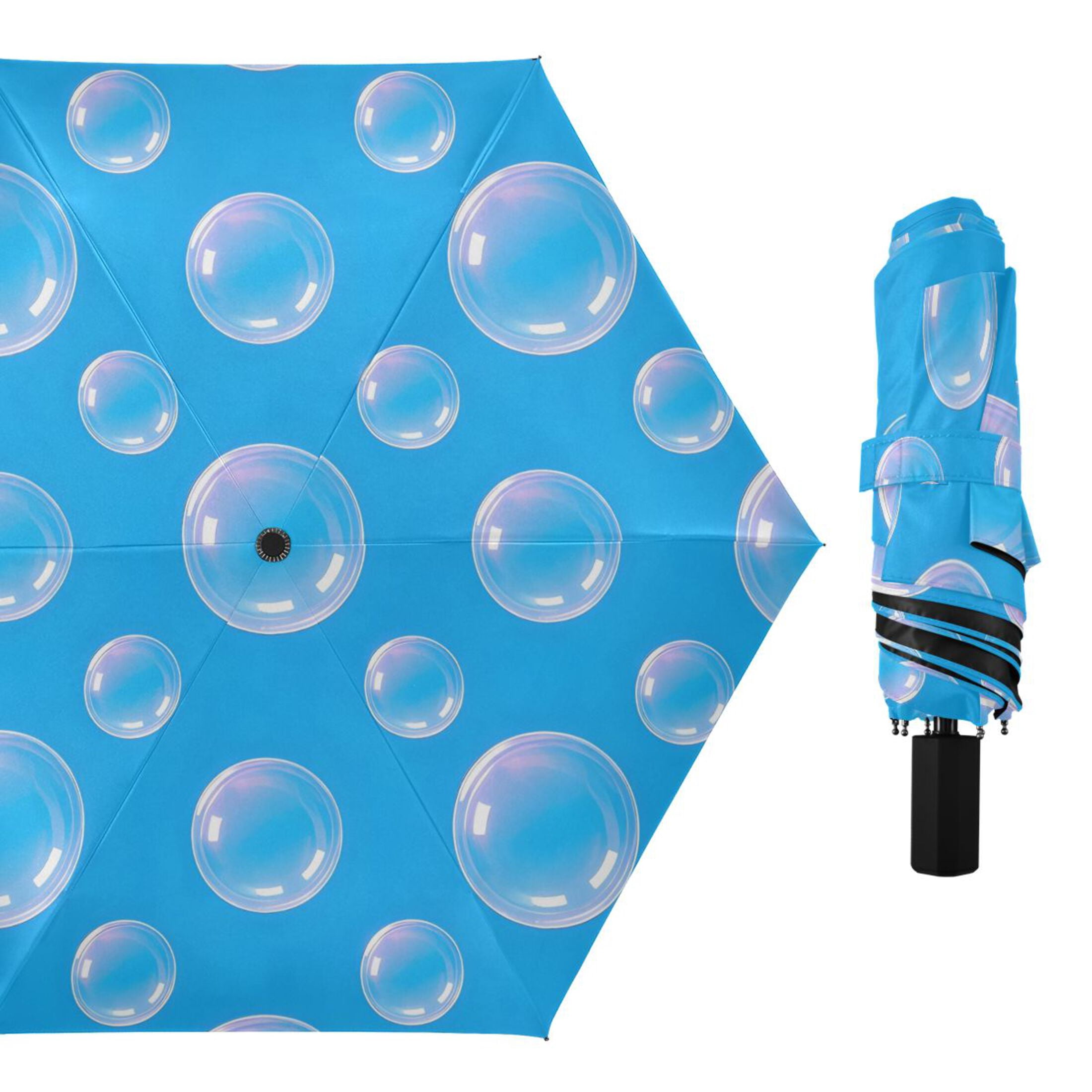 ALAZA Bubble UPF 50+ Compact Folding Umbrella for Rain Travel Umbrella Packable