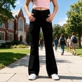 thumbnail image 5 of XINXIAOO School Pants for Girls Formal Flare Leg Cargo Pants Pull On Chino Elastic Waist with Pockets Black School Pants for Girls Preppy Clothes for Girls 13-14 Years, 5 of 6