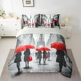 thumbnail image 2 of Homewish Valentine'S Day Theme 7pcs Bedding Comforter Set,Paris Eiffel Tower Queen Bedding Sets,Red Gray Queen Sheet Sets For Kids,Luxury Bedroom Decor Reversible, 2 of 8