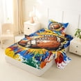 thumbnail image 2 of Castle Fairy Football Print Twin Sheets 3pcs, Hippie Splash Bedding, White Blue Orange,1 Fitted Sheet, 1 Flat Sheet and 1 Pillowcase, 2 of 6