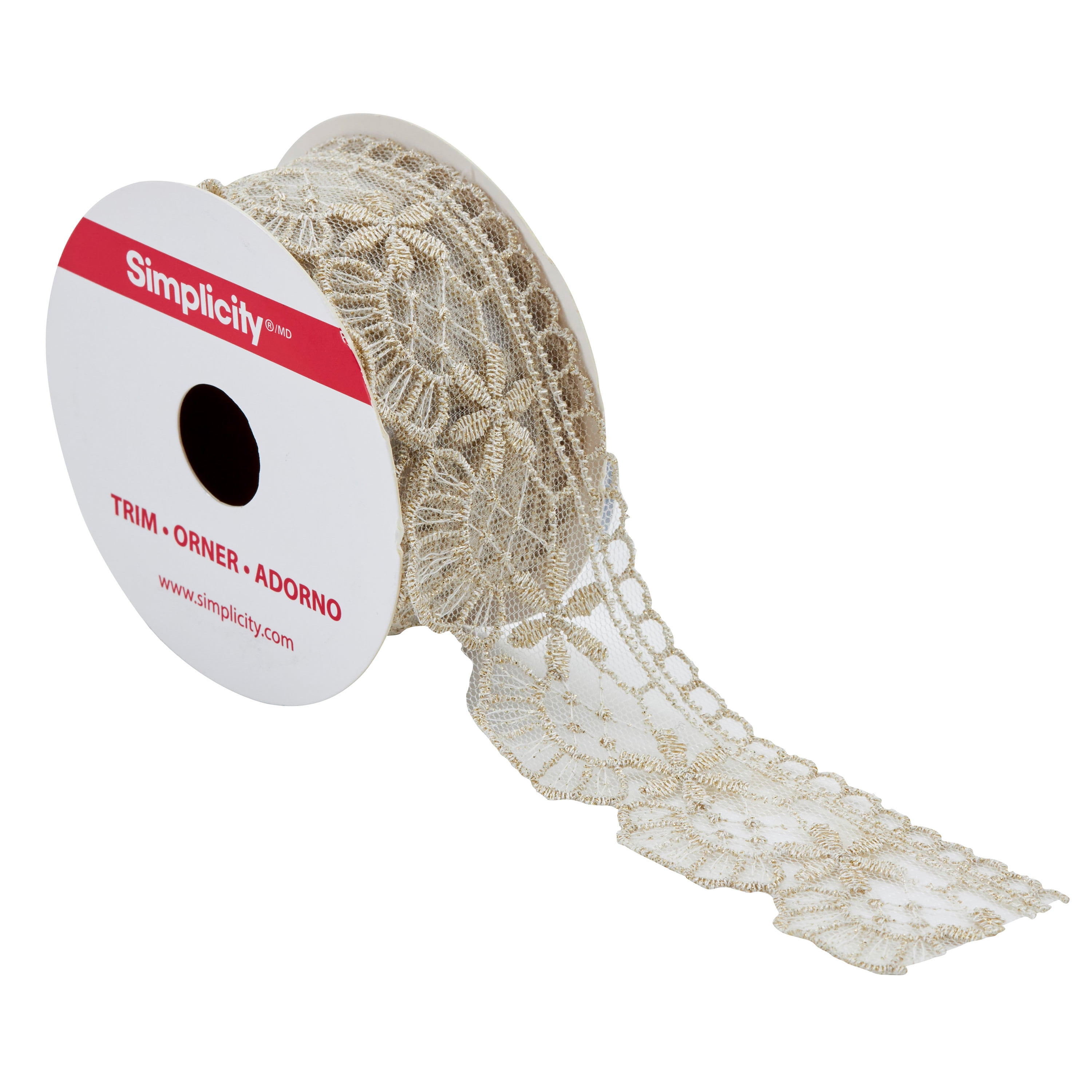 Simplicity Trim, Champagne 1 5/8 inch Pointed Daisy Lace Trim Great for Apparel, Home Decorating, and Crafts, 1 Yard, 1 Each
