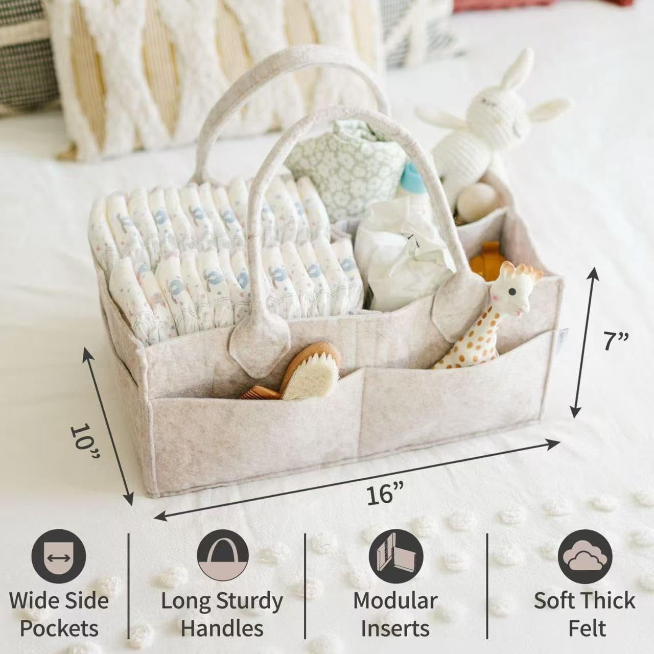 Baby Diaper Caddy Organizer - Nursery Storage Basket for Diaper Station, Baby Basket Shower List and Registry Gift Must-Haves, Newborn Essentials, Nursery Decor for Boy or Girl - DarkMocha, XL