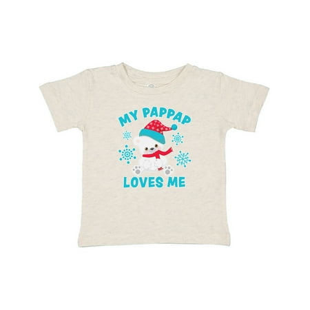 

Inktastic Polar Bear My Pappap Loves Me in Santa Hat with Snowflakes Gift Baby Boy or Baby Girl T-Shirt