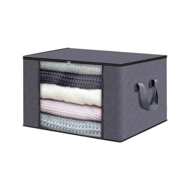 AodebiaoClothes Organizer Storage Bags Foldable Storage Box with Large Clear Window Sturdy Handles for Closet, Dorm, Pillows, Bedding, Clothes, Blankets