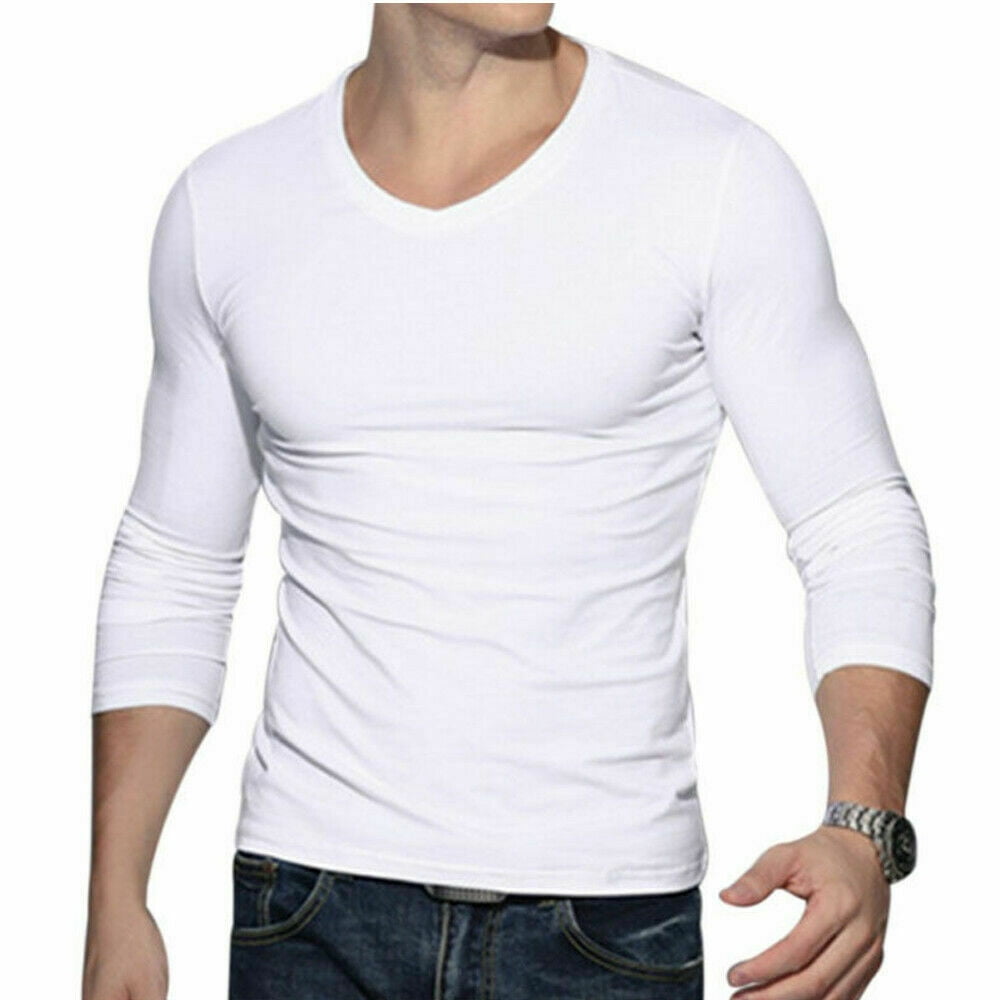 Calsunbaby - Men Long Sleeve Cotton V-Neck Top Winter Warm Underwear ...