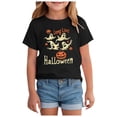 thumbnail image 3 of Gubotare Girls Halloween Shirt Girls Summer Short Sleeve Shirts Casual Cute Crew Neck Blouses Tops 2T 3T (Black,2-3 Years), 3 of 7