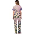 thumbnail image 3 of Yuyamidu Purple Flower Hummingbird Womens Pajamas Set Long Pants Short Sleeve Top Sleep Set 2 Piece Loungewear Sleepwear Casual Homewear, 3 of 7