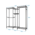 thumbnail image 5 of Tcbosik Wire Garment Rack with Storage, Heavy Duty Clothes Rack for Hanging Clothes, Multi-Functional Bedroom Clothing Rack, Freestanding Closet Wardrobe Rack, Black, 5 of 7