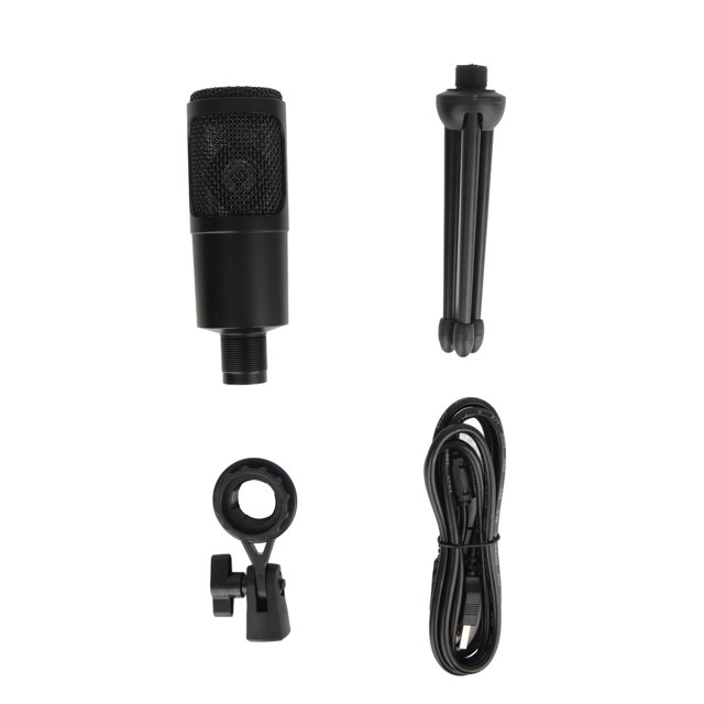 Micrófono de condensador USB Plug and Play Micrófono de grabación con control de volumen para computadora