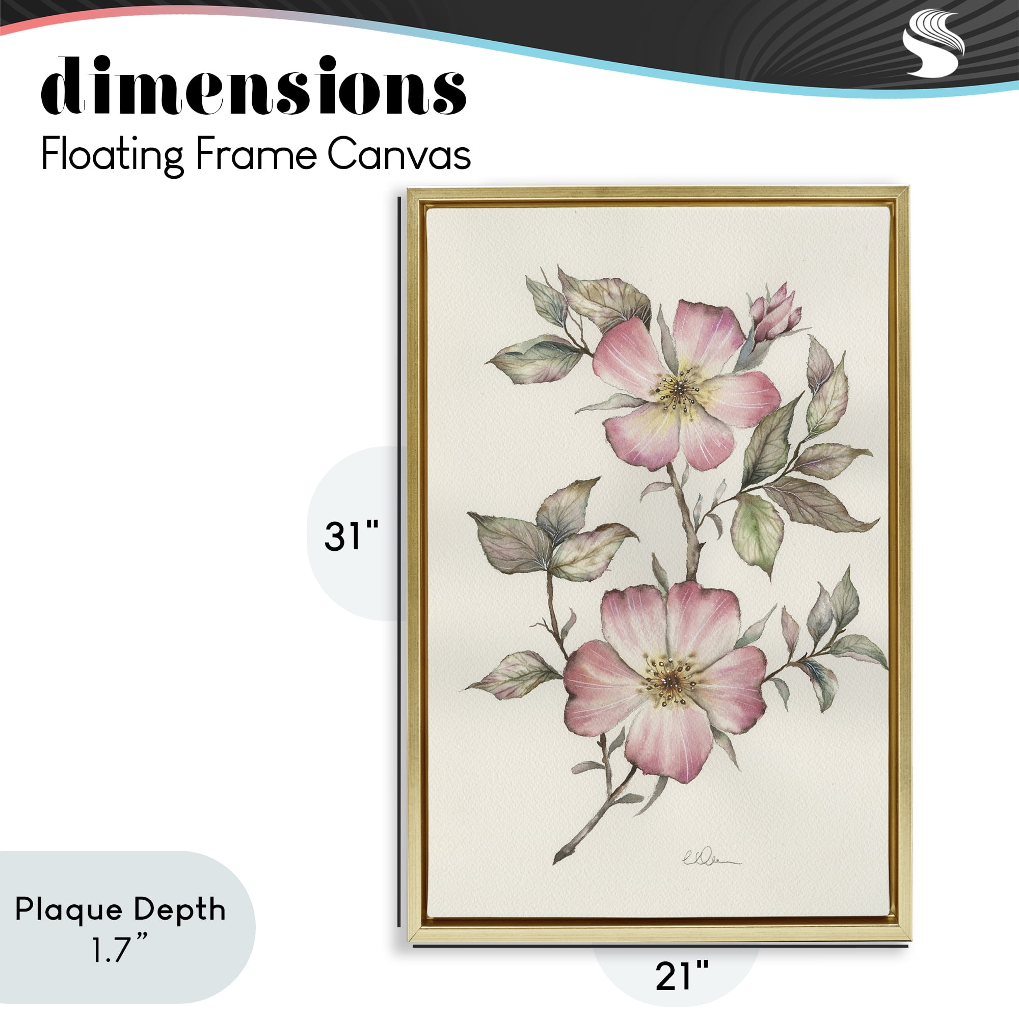 Stupell Industries Two Flowers Natural Study Gold Framed Floater Canvas Wall Art, design by Cady Driver
