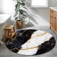 thumbnail image 4 of 4ft Round Rug, Black Marble Non-Skid Rubber Backing Large Area Rugs - Living Room Bedroom Home Office, Luxury Gold White Abstract Cracks Artwork Indoor Floor Mat Carpets Washable Rug, 4 of 9