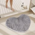 thumbnail image 6 of yulier Heart Shaped Rug for Bedroom, Soft Absorbent Chenille Bath Mat Valentine's Day Decoration, Small Rug Non-Slip Floor Mat Carpet for Shower, Bathtub, 20" x 16", Gray, 6 of 6