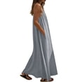 thumbnail image 6 of YuXingFu Denim Dress for Women Mid-Length Plus Size Womens Dress Sleeveless Solid Color Casual Summer Gray L, 6 of 8