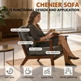 thumbnail image 5 of CQSXDA Modern Design Fabric Cushioned Armchair with Wooden Armrests and Lumbar Pillow for Living Room or Office, Antique Dark Grey, 5 of 15