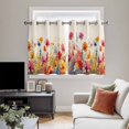 thumbnail image 5 of Pastoral Botanical Kitchen Curtains Short 45 Inch Length, Watercolor Spring Summer Flowers Rustic Grommet Top Bedroom Living Room Curtains, Light Filtering Cafe Curtain Drapes 2 Panels Set 84''x45'', 5 of 9
