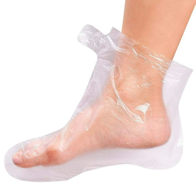 Cubre Pies Calcetines Hidratantes Desechables - 100 Piezas Calcetines Hidratantes para Pies Calcetines de Plástico Pedicura Pies Spa Calcetines para Mujeres - Cera para Pies Calcetines Medicados Cera