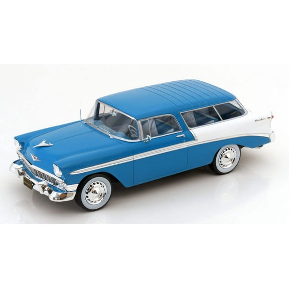 KK Scale 1956 Chevrolet Bel Air Nomad Custom Turquoise Blue and White 1:18