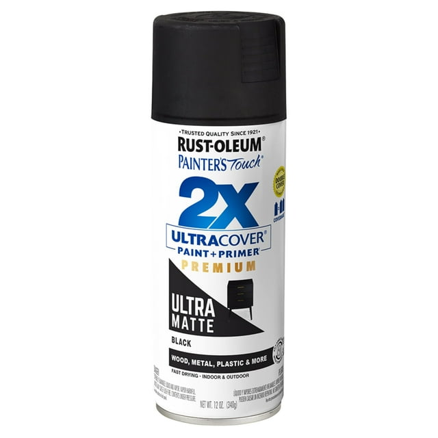 Pintura en aerosol Rust-Oleum 331182 Ultra Mate Black 340g