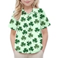 thumbnail image 1 of Blusa y camisa de manga corta con cuello vuelto, moderna e informal, con estampado del Día de San Patricio, con bolsillo, para uniforme escolar, para niños y niñas de 2 a 15 años., 1 of 7