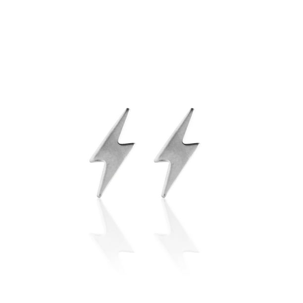 E'arrs Stainless Steel Earrings Lightning Bolt Studs (216S