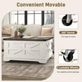 thumbnail image 4 of ANPOO 36” Square Lift Top Coffee Table with Power Outlets & Movable Wheels, Farmhouse Coffee Table w/Large Hidden Storage, Multi-Function Lift Wood Center Table for Home, Office,Rustic White, 4 of 9