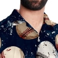 thumbnail image 5 of Baseball Men's Short Sleeve Spread Collar Beach Shirts Casual Printed Button Down Unisex Summer Tops, 5 of 6
