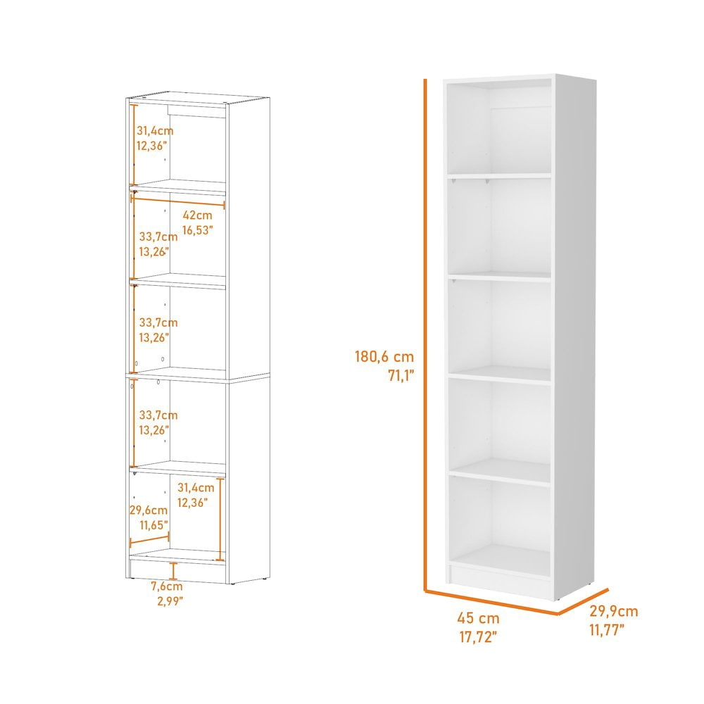 FM FURNITURE Sutton Engineered Wood Slim Bookcase in White