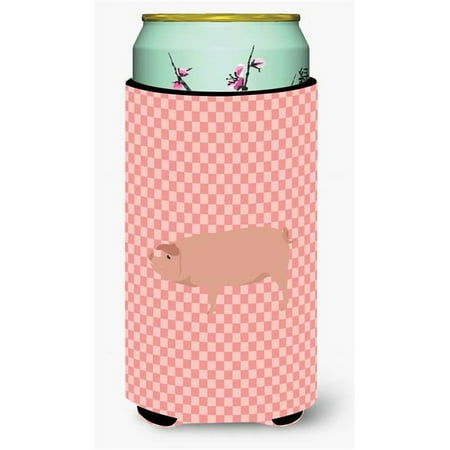 

American Landrace Pig Pink Check Tall Boy Beverage Insulator Hugger