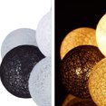 thumbnail image 3 of Cadena de luces con bolas de algodón y batería, 2 m y 10 luces LED iluminadas para dormitorio, fiesta, Navidad, cumpleaños, Halloween, boda, habitación de bebé, decoración romántica, 3 of 5