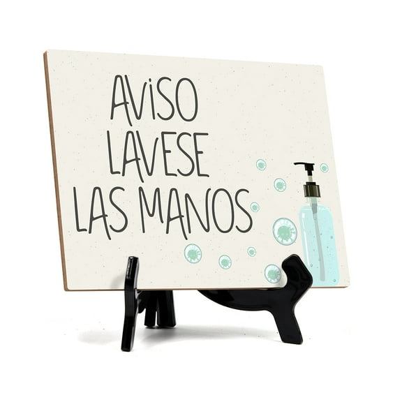 Signs ByLITA Aviso Lavese Las Manos, Hygiene Sign, 6" x 8" (White)