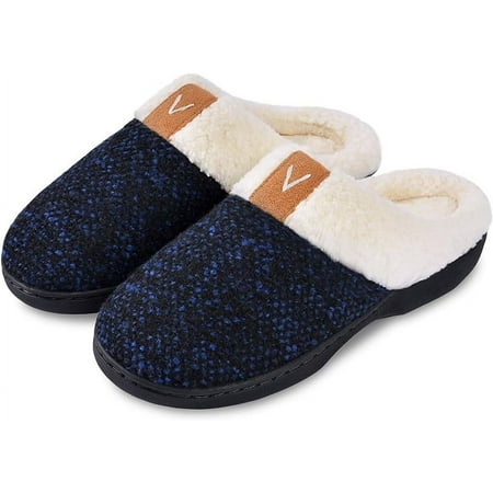

Slip On Slippers Sherpa Lined House Shoes with Memory Foam for Indoor Outdoor Machine Washable