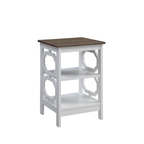 Pemberly Row End Table in White and Driftwood Brown Wood Finish