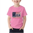 thumbnail image 2 of Pink Top with USA Flag Graphic for Boys Girls,Summer Breathable T-shirt,Unisex Youth Short Sleeve Tee 14-15T, 2 of 5
