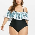 thumbnail image 2 of Womens Plus Size Swimsuit Swimwear One Piece Leakproof Swimsuit Off Shoulder Ruffled Bathing Suits For Women Teen Girls, 2 of 8