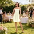 thumbnail image 3 of Dailycode Summer Dresses for Women Strapless Casual Beach Cover Ups Cream Yellow Polka Dot Tube Top Sundress, 3 of 6