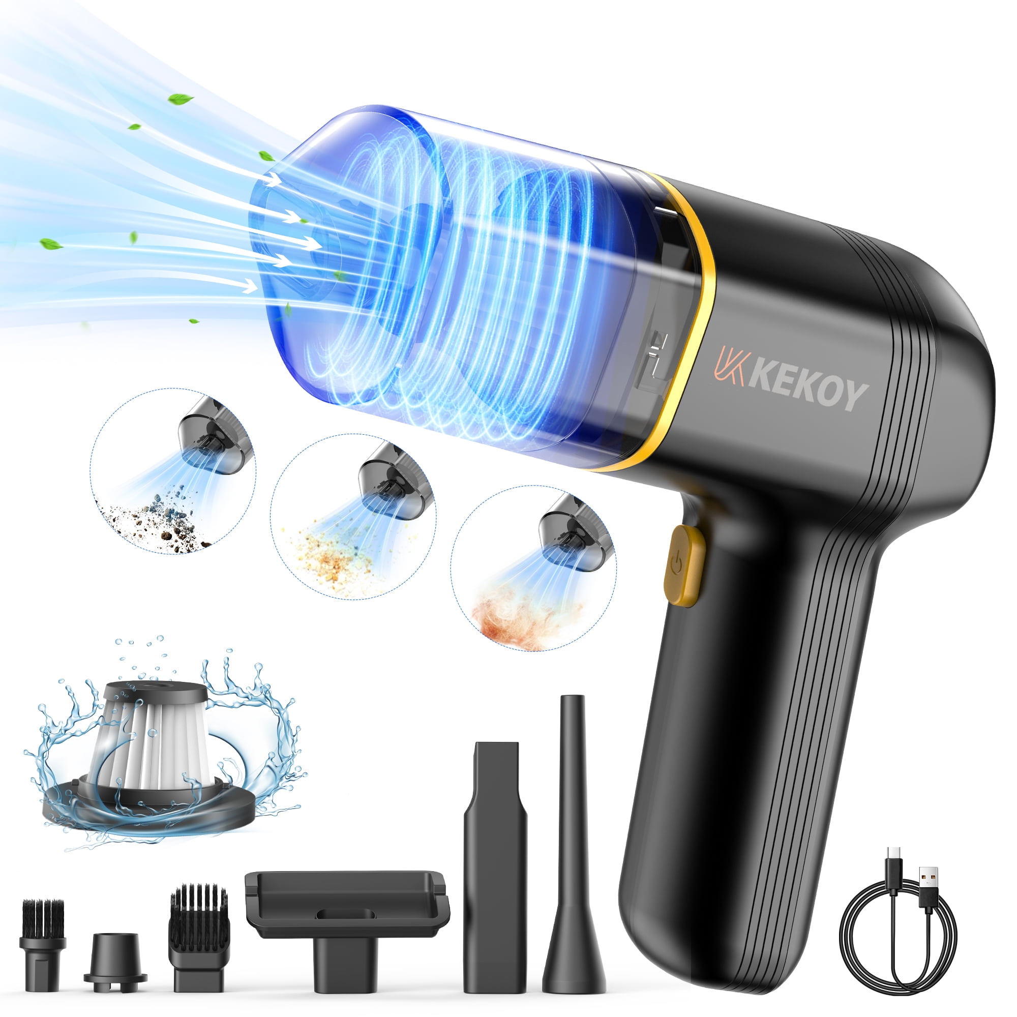 Car Vacuum Cleaner Cordless, KEKOY Portable Handheld Vacuum, Powerful Sutions Multifunctional Small Rechargeable Vacuum Lightweight for Car, Home