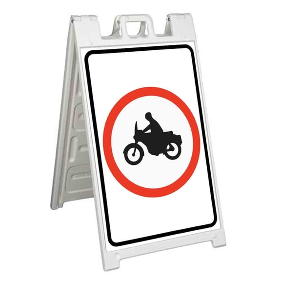 No Motorcycles (24" X 36") Standard A-Frame Signicade, Includes Decal Applied To Stand