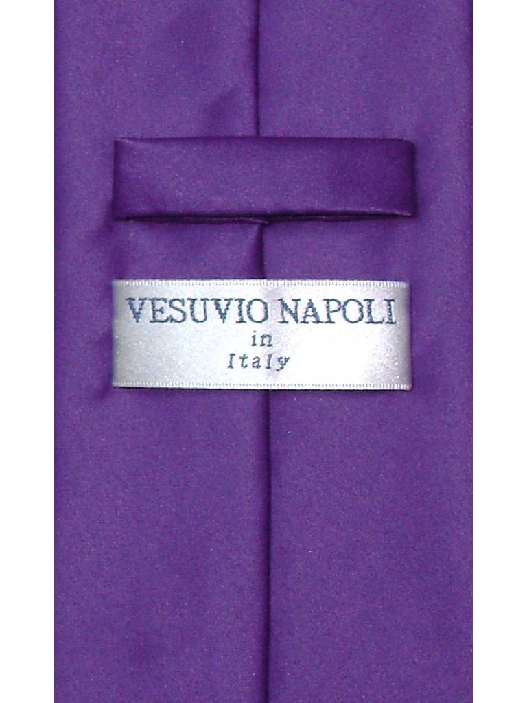 Vesuvio Napoli Men's Neck Tie - Solid Purple Indigo 100% Polyester Silk-Feel, 56 Inches Long 2 thumbnail image