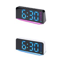 Unique Bargains 2 Pcs Digital Dual Alarm Clock for Bedroom Black Pink/White Blue
