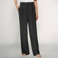 thumbnail image 4 of Pantalones de trabajo de mujer, de pierna ancha y cintura alta - Poliéster y spandex, estilo informal de negocios, bolsillos delanteros plisados, ropa para la oficina y las vacaciones, 4 of 6