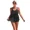 black, variant on Attraco Women Tankini Set Solid Color Swimwear Spun Fabric Swim Sets Spaghetti Strap V Neck Cake Hemline Bathing Suit